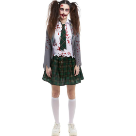 Disfraz Colegiala Zombie Gris Talla L De Partilandia
