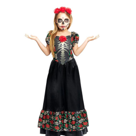 Disfraz Catrina Vestido Largo Talla 5-6 Años De Partilandia