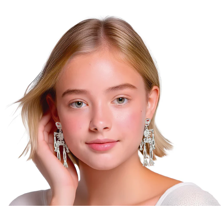 Pendientes Esqueletos Brillantes Plata