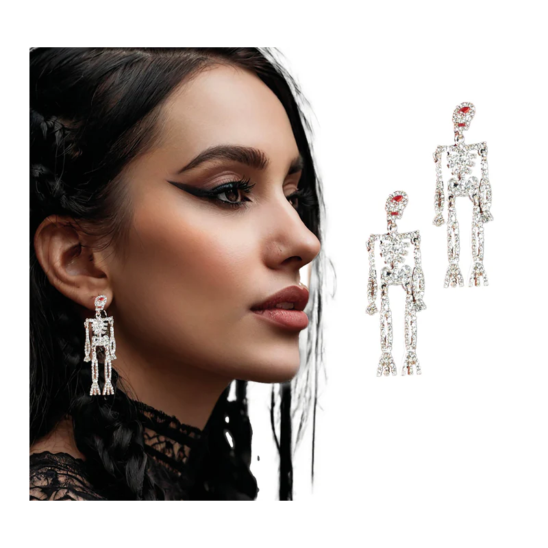 Pendientes Esqueletos Brillantes Plata