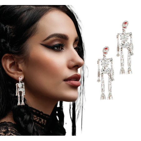 Pendientes Esqueletos Brillantes Plata