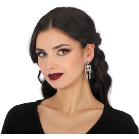 Pendientes Esqueletos Brillantes Plata 2