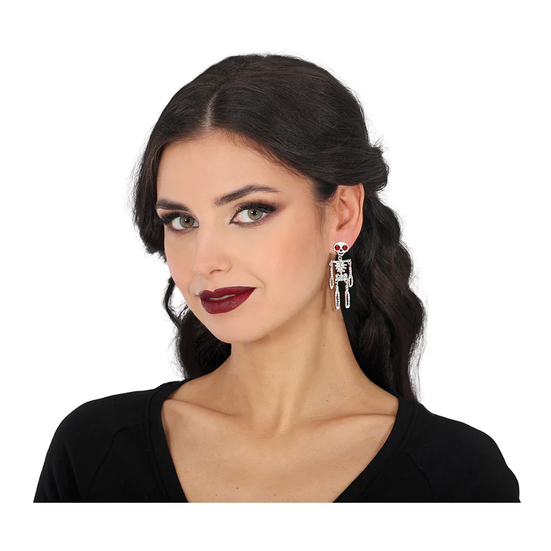 Pendientes Esqueletos Brillantes Plata