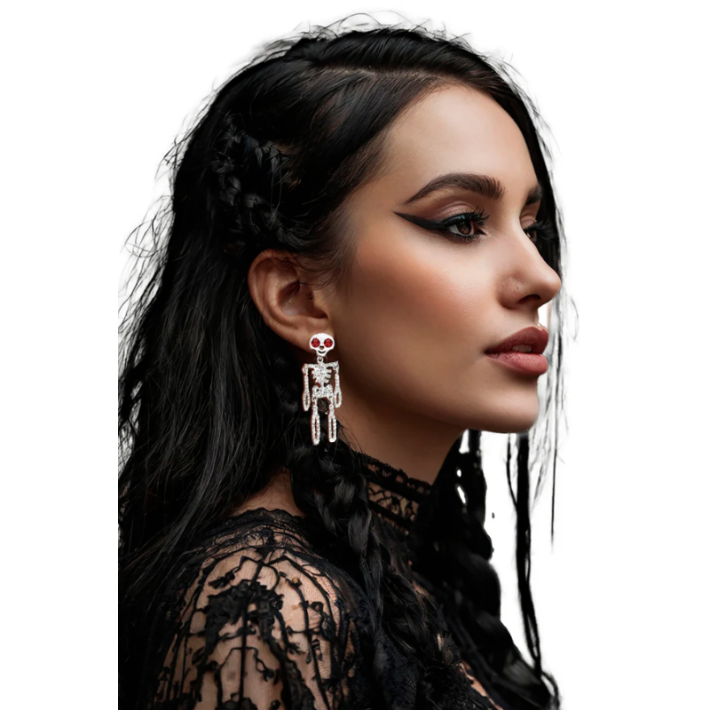 Pendientes Esqueletos Brillantes Plata