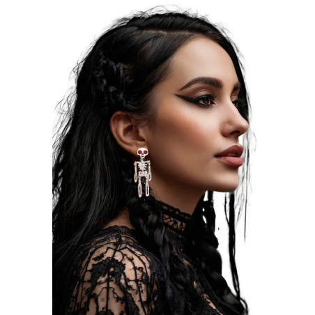 Pendientes Esqueletos Brillantes Plata