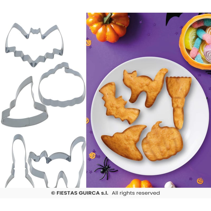 Set de 5 Moldes Metálicos para Galletas Halloween
