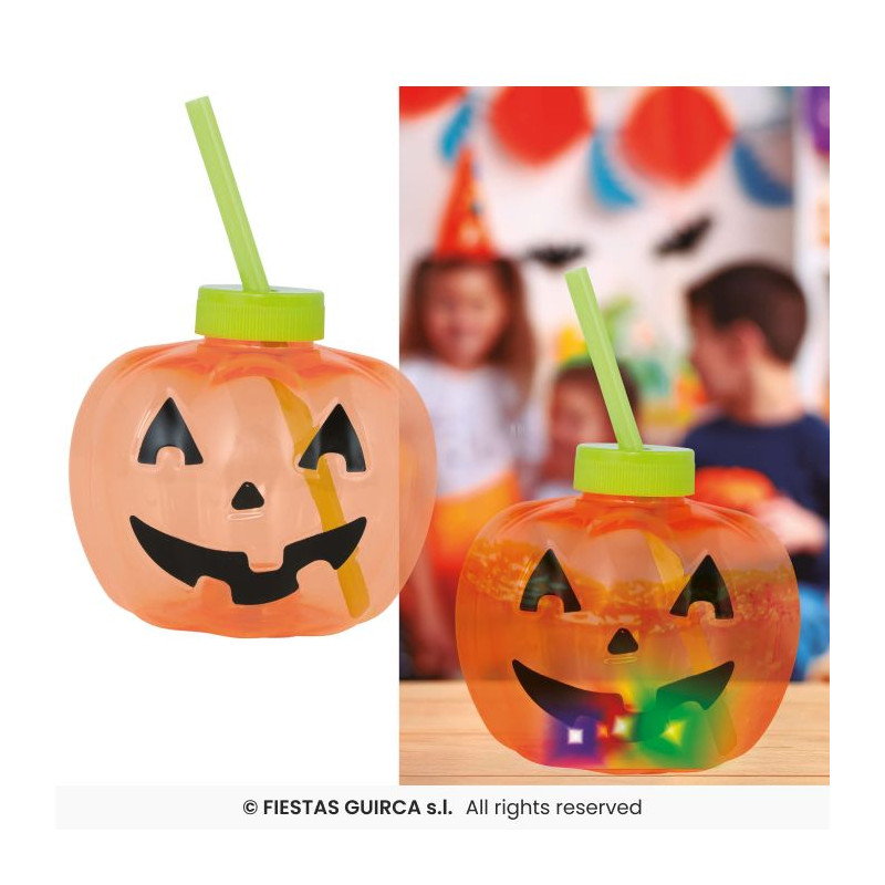 Vaso con Pajita Calabaza LED
