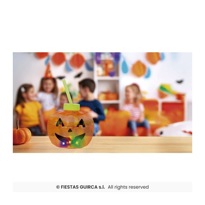 Vaso con Pajita Calabaza LED