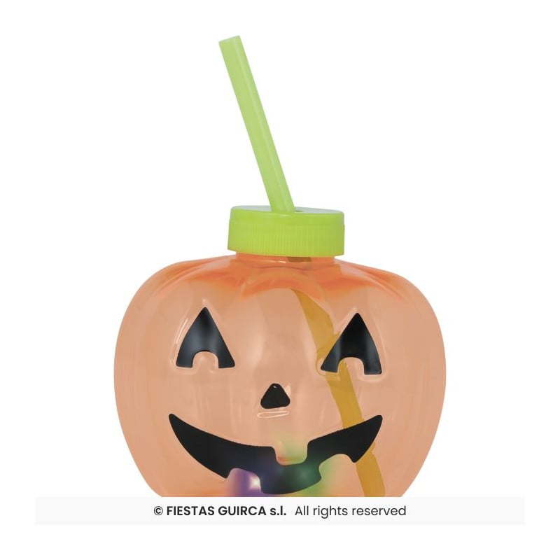 Vaso con Pajita Calabaza LED