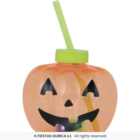 Vaso con Pajita Calabaza LED