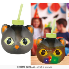 Vaso con Pajita Gato LED