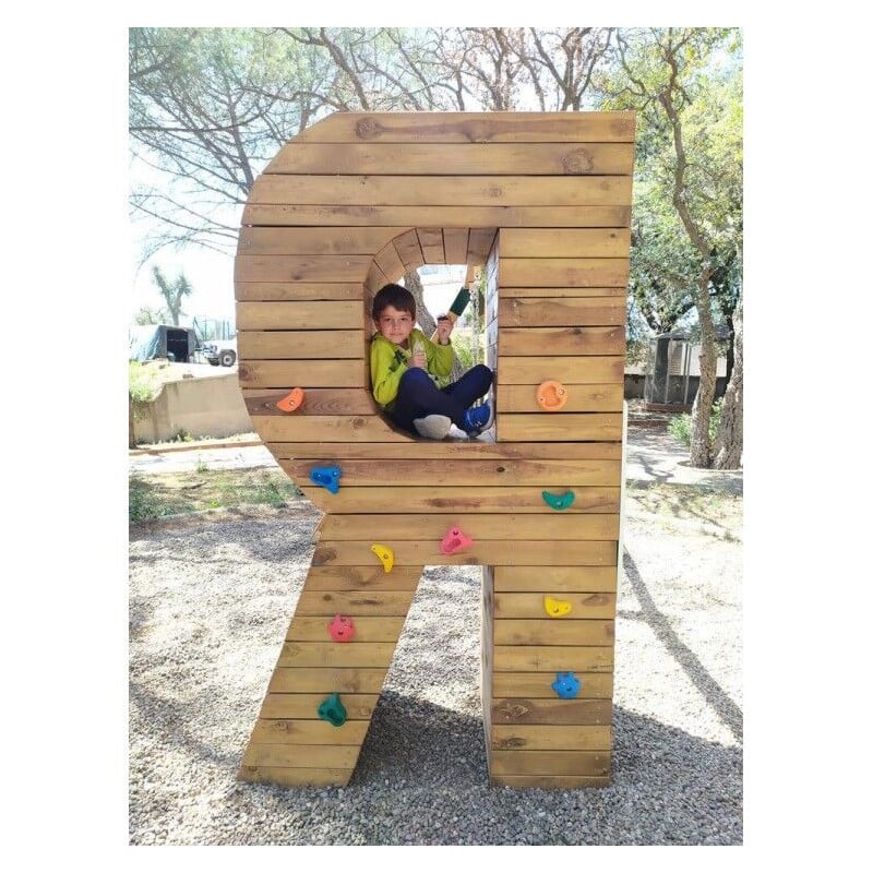 Letras Gigantes Masgames ALPHAPLAY con piedras de escalar color natural   Superficie de hormigón (atornillado)