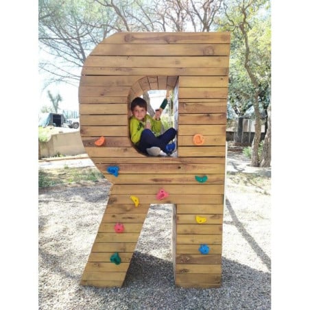 Letras Gigantes Masgames ALPHAPLAY con piedras de escalar color natural   Superficie de hormigón (atornillado)