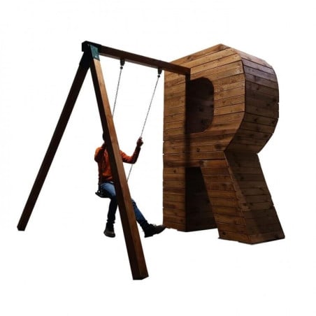 Letras Gigantes Masgames ALPHAPLAY con columpio color natural   Superficie de arena, tierra o césped