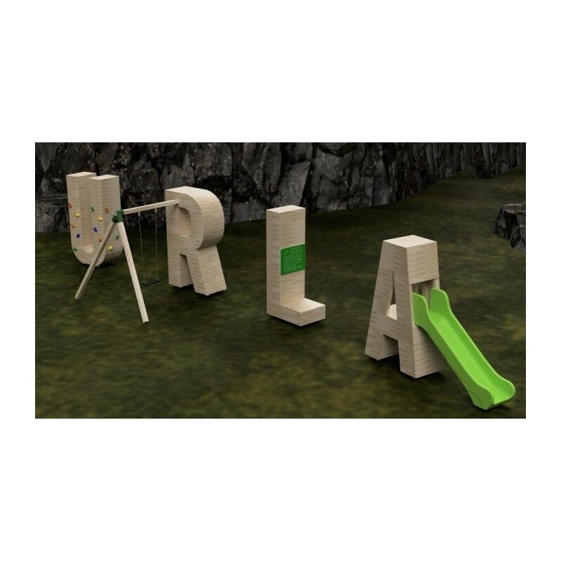 Letras Gigantes Masgames ALPHAPLAY con columpio color natural   Superficie de hormigón (atornillado)