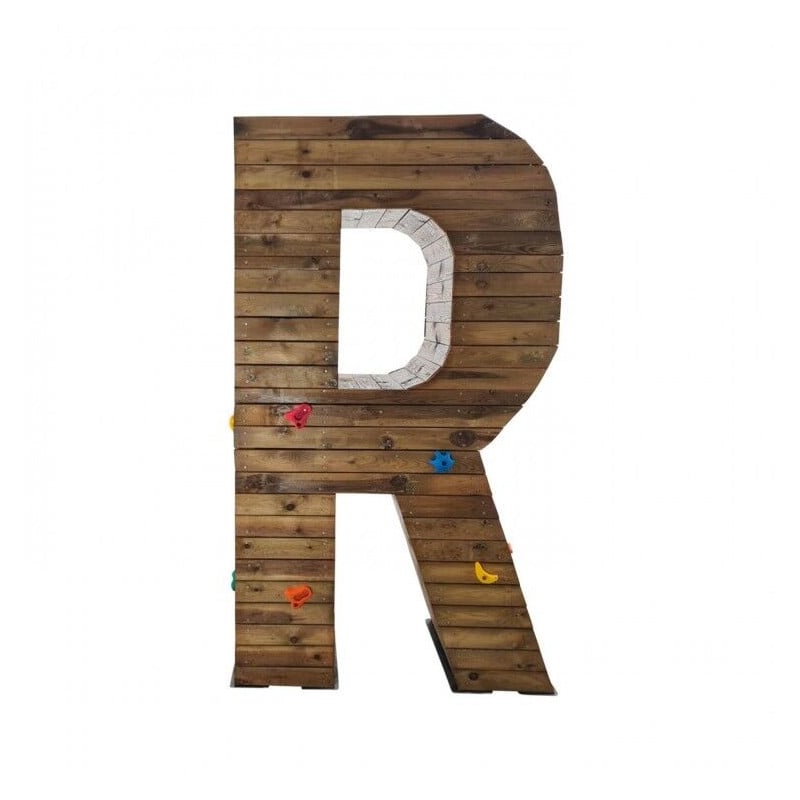 Letras Gigantes Masgames ALPHAPLAY con piedras de escalar pintadas   Superficie de arena, tierra o césped