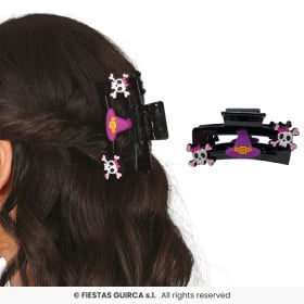 Set 2 Pinzas Pelo Calavera Pirata y Bruja