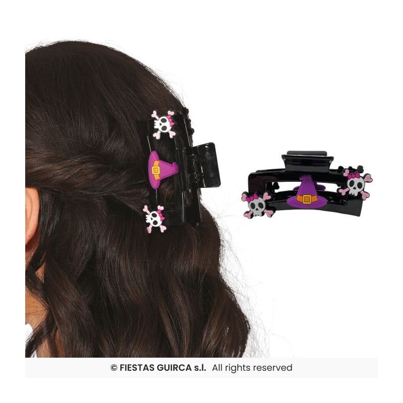 Set 2 Pinzas Pelo Calavera Pirata y Bruja