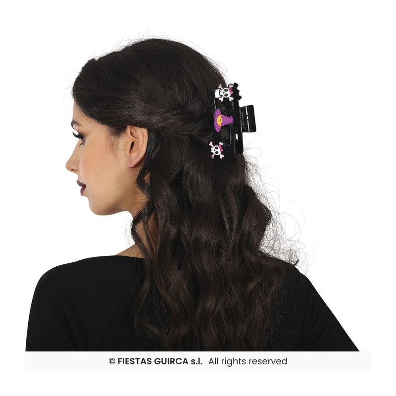 Set 2 Pinzas Pelo Calavera Pirata y Bruja