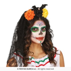 Diadema con Velo y Flores