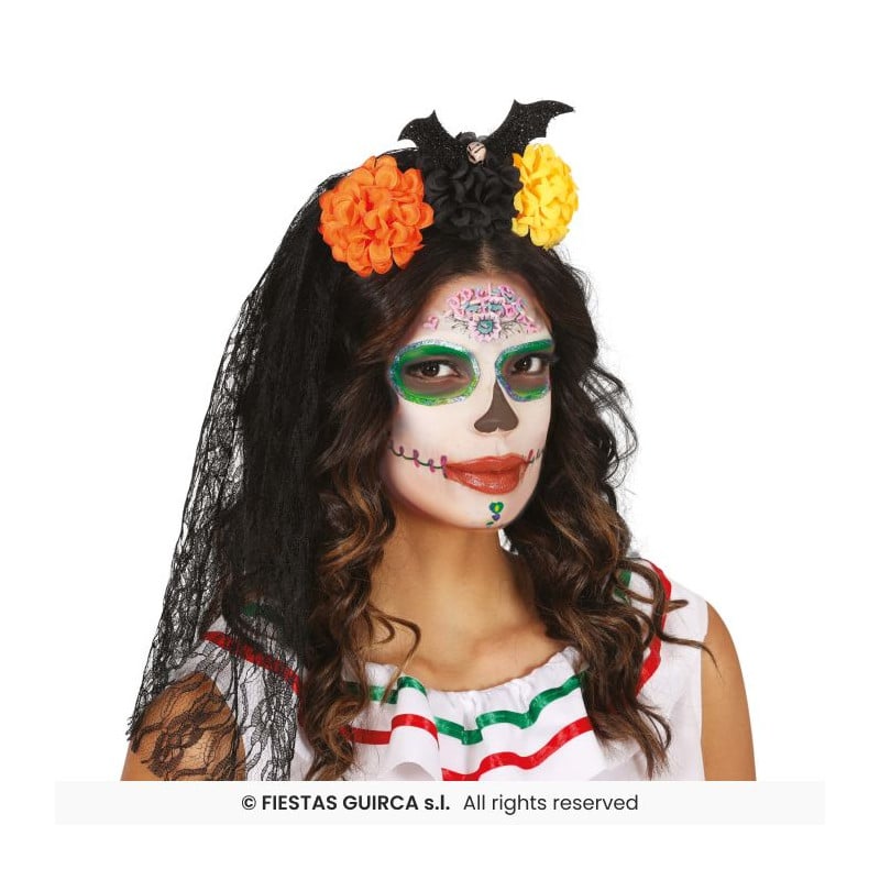 Diadema con Velo y Flores