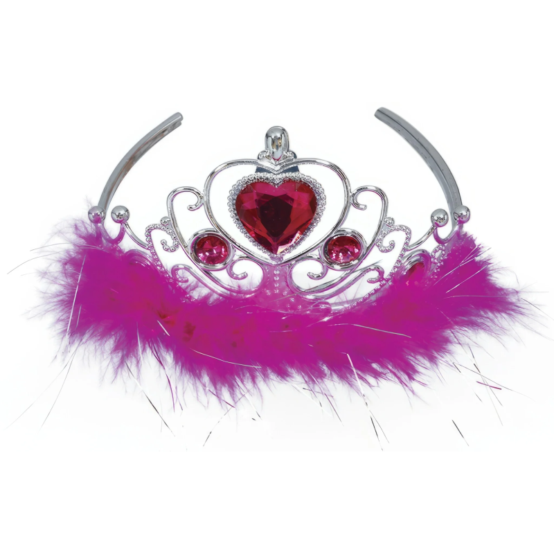 Diadema Plata Con Corazón Rojo Y Plumas