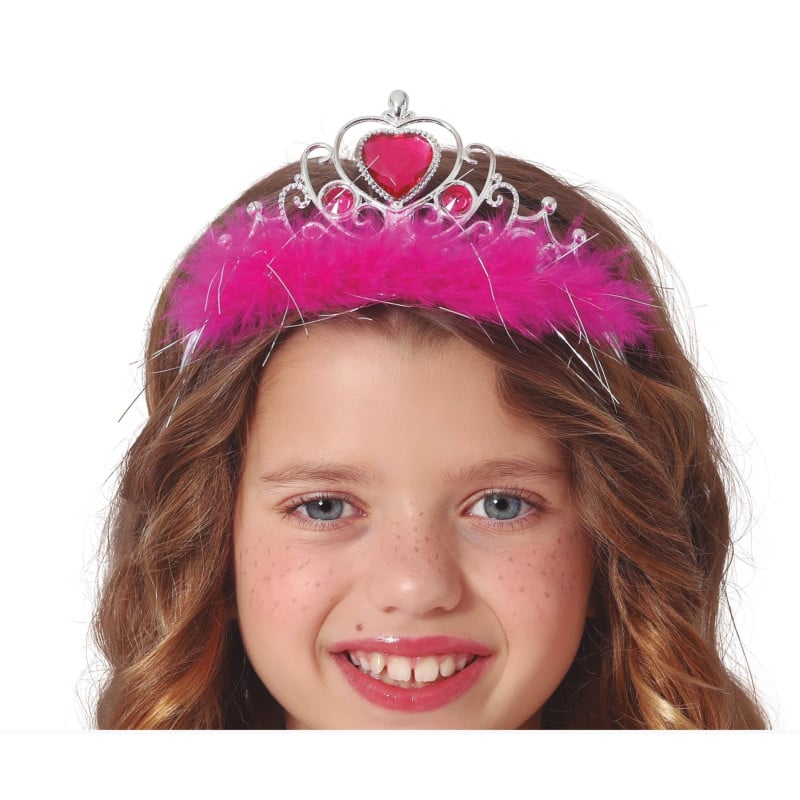 Diadema Plata Con Corazón Rojo Y Plumas