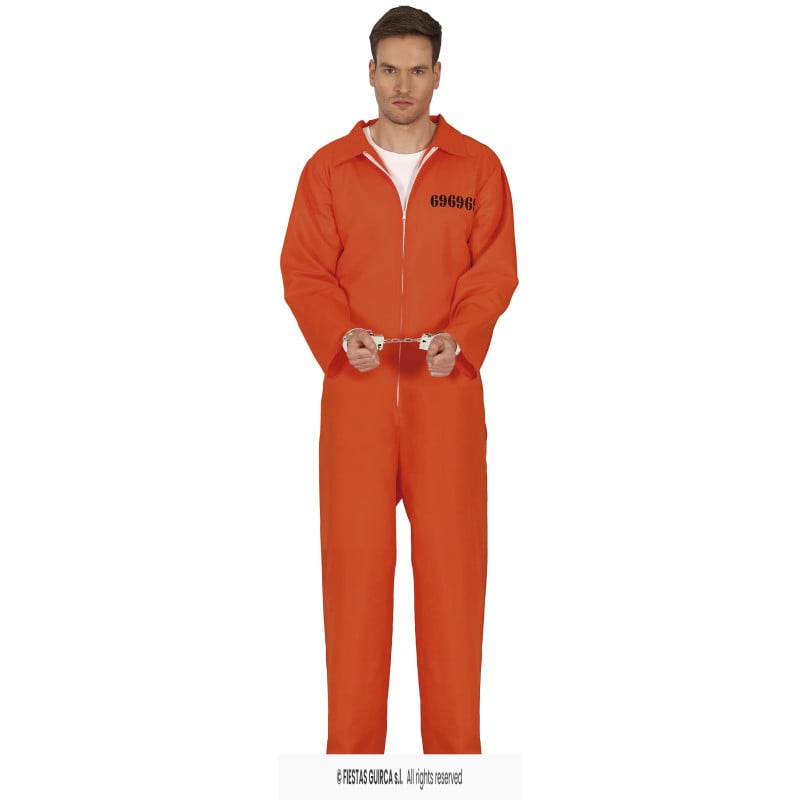 Disfraz Convicto Naranja Adulto Talla XL De Fiestas Guirca