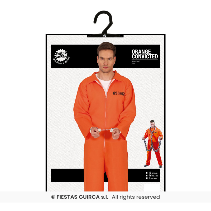 Disfraz Convicto Naranja Adulto Talla XXL