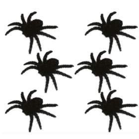 Set de 6 Arañas Peludas Negras 6 Cm