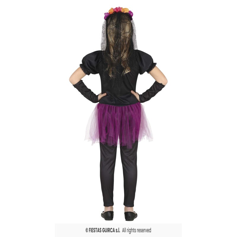 Disfraz Catrina Con Flores Infantil Talla 7-9 Años