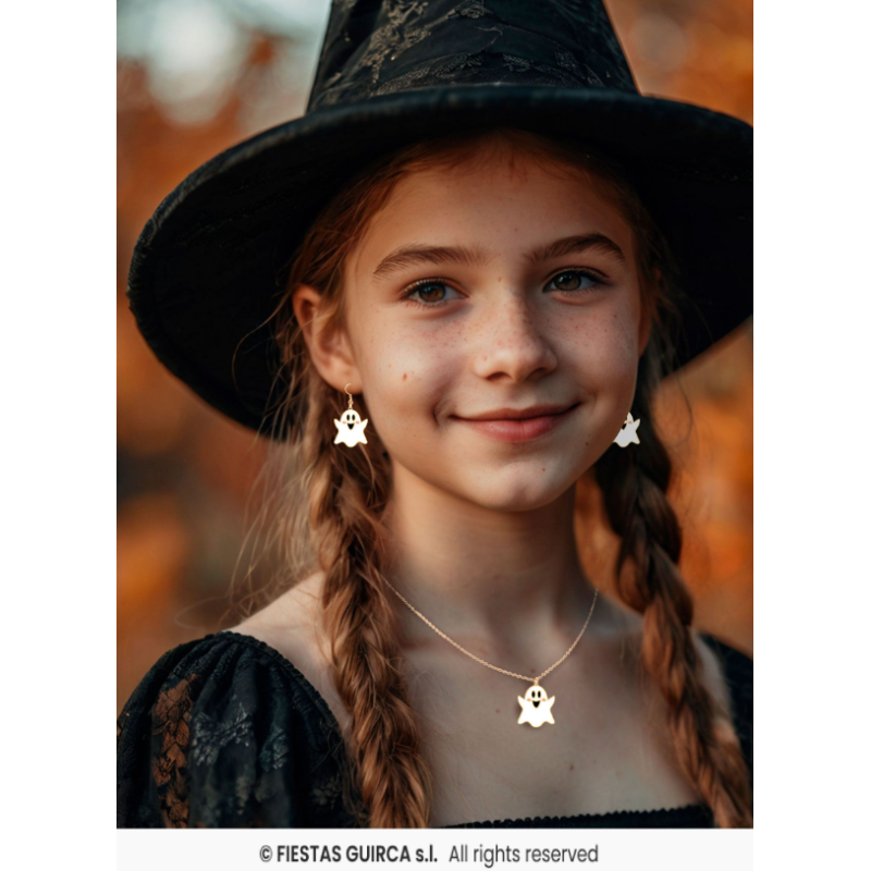 Kit Pendientes Y Collar Fantasma