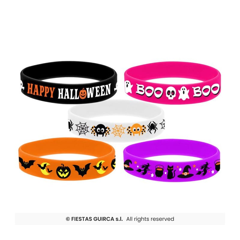 5 Pulseras Surtidas Halloween Silicona