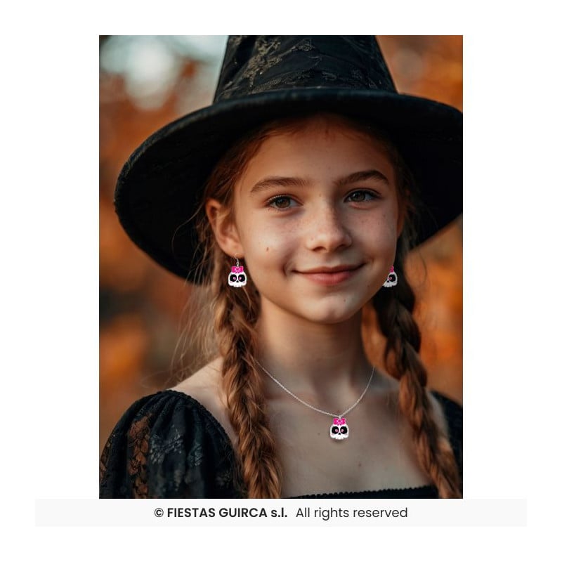 Kit Pendientes y Collar Halloween Calavera
