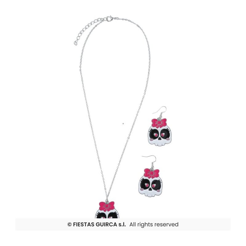 Kit Pendientes y Collar Halloween Calavera