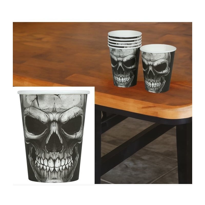 6 Vasos Calavera Halloween 240 Ml