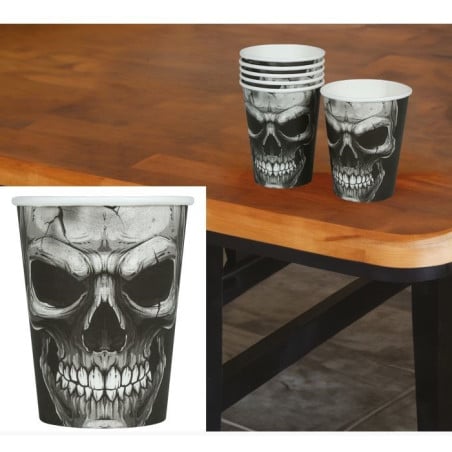 6 Vasos Calavera Halloween 240 Ml