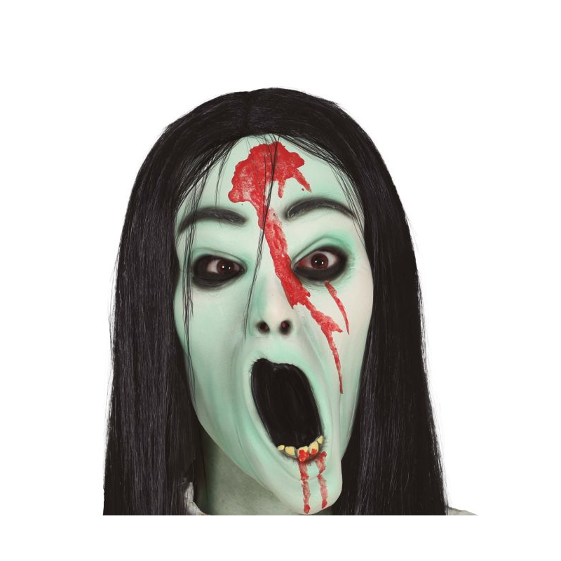 Máscara Niña Fantasma con Pelo Látex