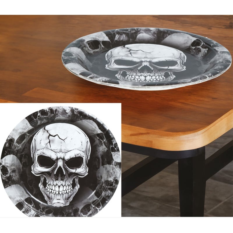 6 Platos Calavera 23 Cm