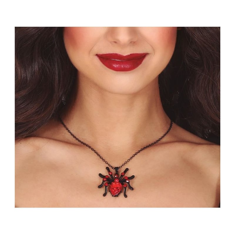 Collar Araña Con Rubí 6 Cm