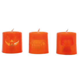 Vela Naranja/Negra con Luz Surtido