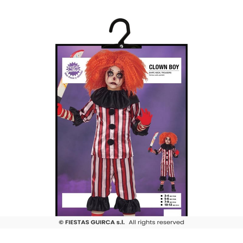 Disfraz Payaso Asesino Infantil Talla 5-6 Años