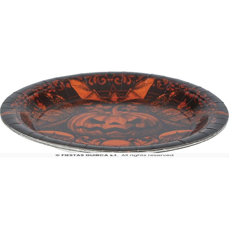 6 Platos Calabaza Gótica 23 CM