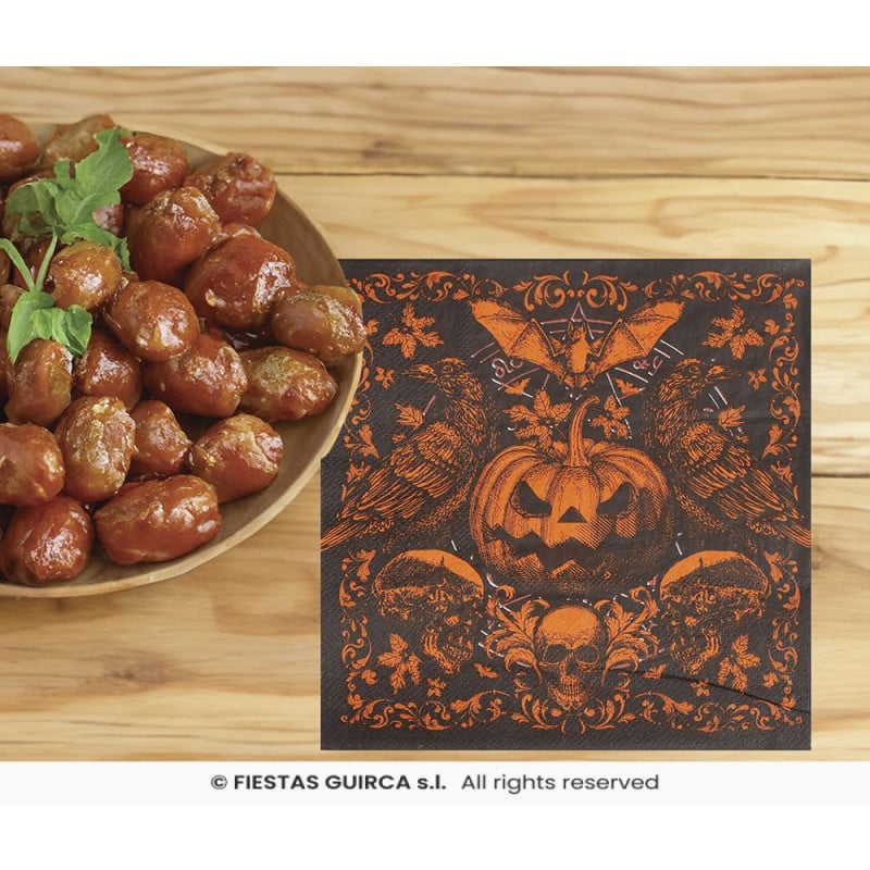 Bolsa 20 Servilletas Calabaza Gótica