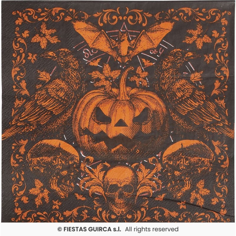 Bolsa 20 Servilletas Calabaza Gótica
