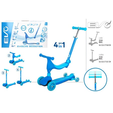Evo Scooter & Ride On 4en1 Azul