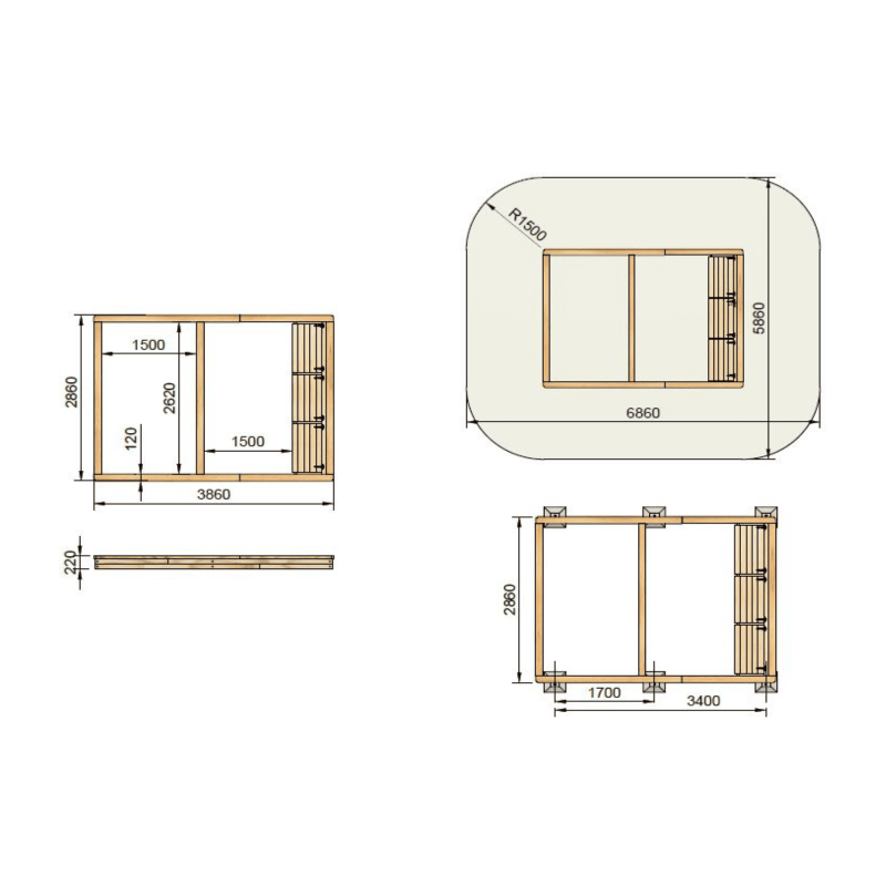 Arenero MASGAMES COVERI con cubierta, cajón y separador  
