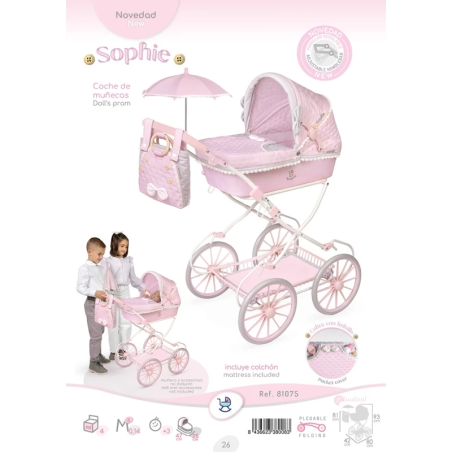 Coche De Muñecas Sophie Plegable Con Sombrilla Rosa Coche De Muñecas Sophie Plegable Con Sombrilla Rosa