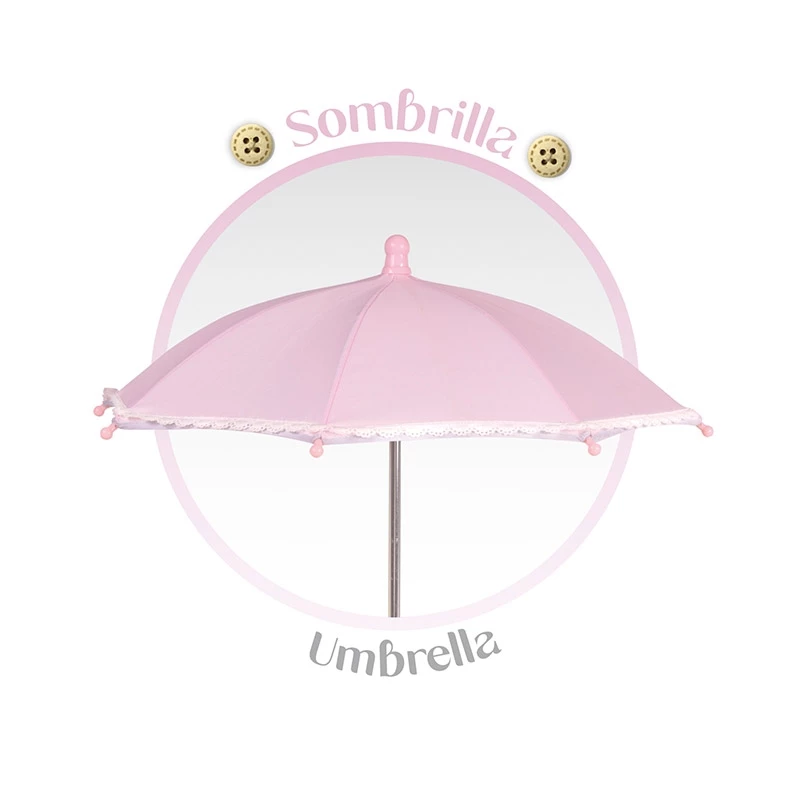 Coche De Muñecas Sophie Reborn Plegable Con Sombrilla Rosa