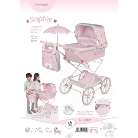 Coche De Muñecas Sophie Reborn Plegable Con Sombrilla Rosa Coche De Muñecas Sophie Reborn Plegable Con Sombrilla Rosa